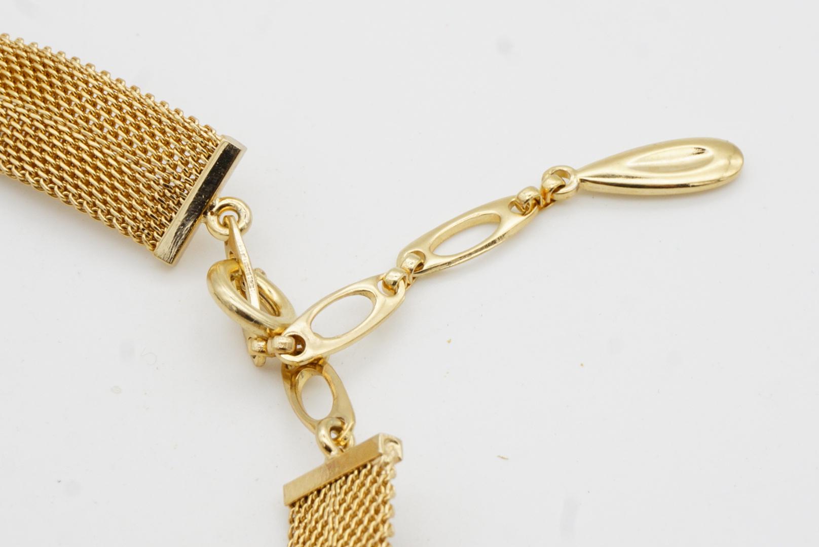 Christian Dior GROSSE 1958 Large Bow Ribbon Butterfly Mesh Woven Gold Necklace For Sale 10