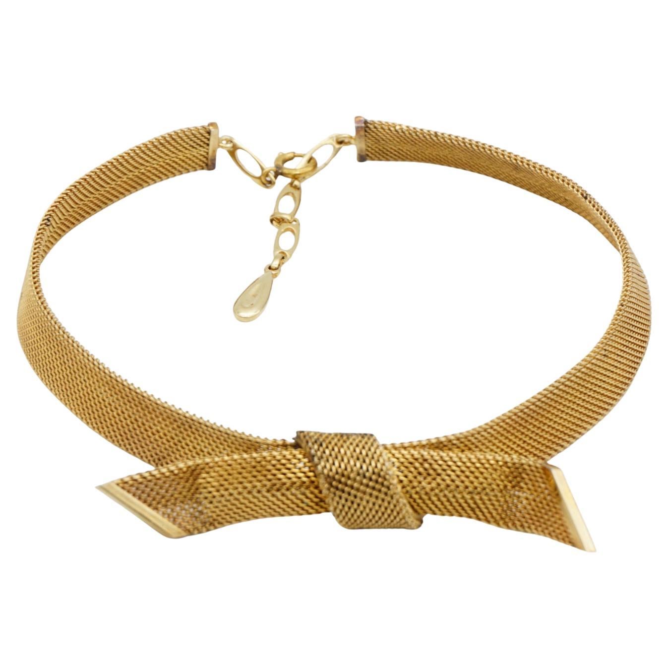 Christian Dior GROSSE 1958 Collar Malla Tejida Gran Lazo Nudo Mariposa