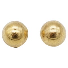 Christian Dior GROSSE 1958 Round Circle Dome Ball Modernist Gold Clip Earrings