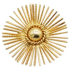 Christian Dior GROSSE 1958 Vintage Circle Round Sunburst Glow Rope Gold Brooch