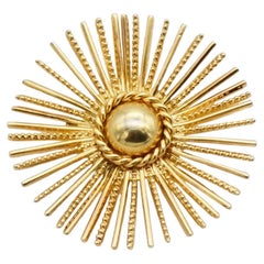 Christian Dior GROSSE 1958 Spilla d'oro vintage con cerchio rotondo a raggiera e corda luminosa
