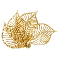 Christian Dior GROSSE 1958 Used Extra Large Openwork Four Palm Leaf Brooch