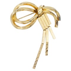 Christian Dior GROSSE 1958 Vintage Nodo Geometrico Fiocco Nastro Nappina Spilla d'oro