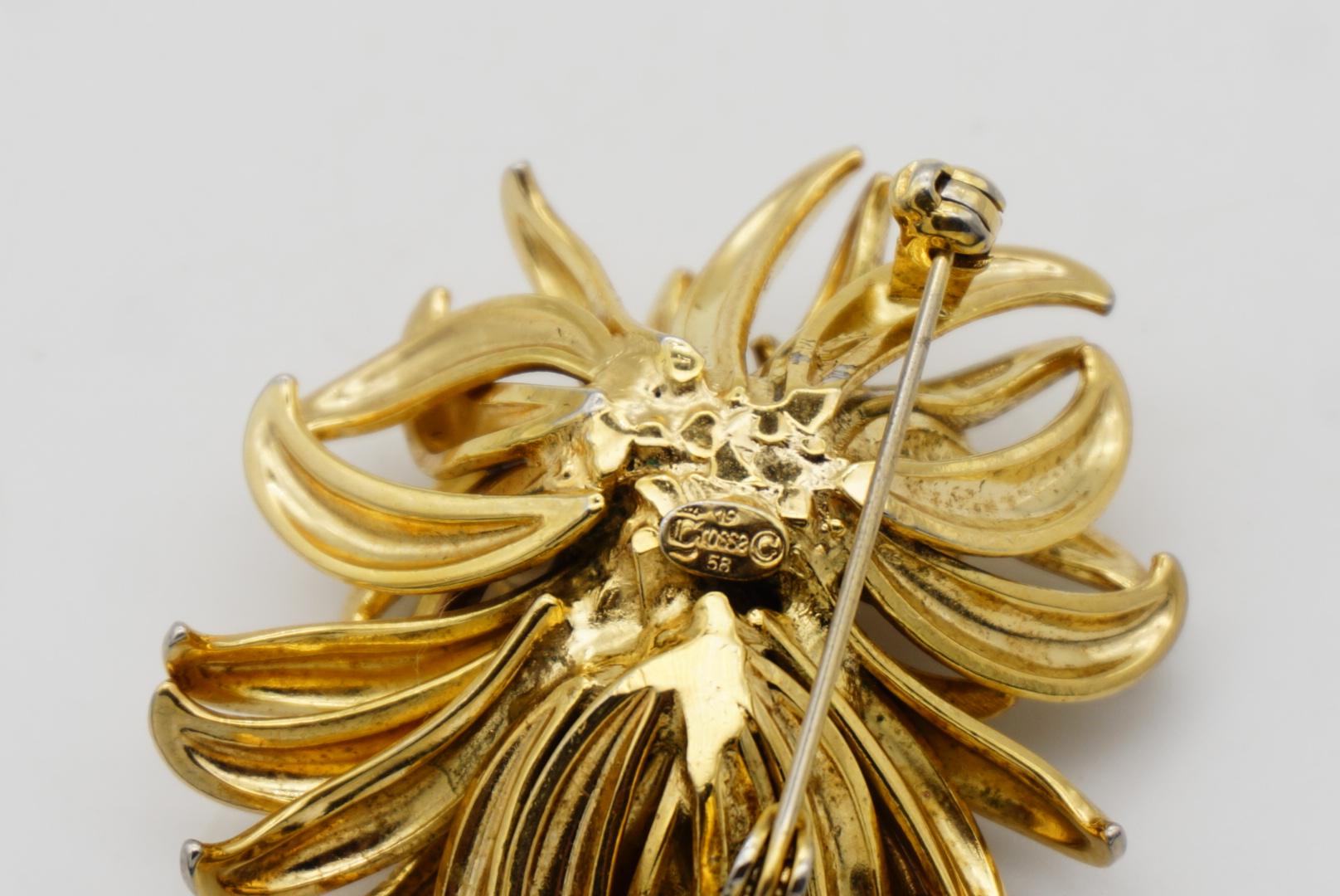 Christian Dior GROSSE 1958 Vintage Large Vivid Flower Gold Exquisite Brooch For Sale 5