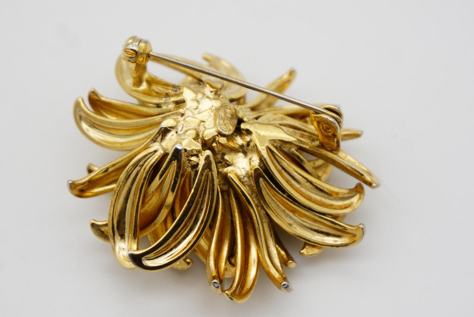Christian Dior GROSSE 1958 Vintage Large Vivid Flower Gold Exquisite Brooch For Sale 7