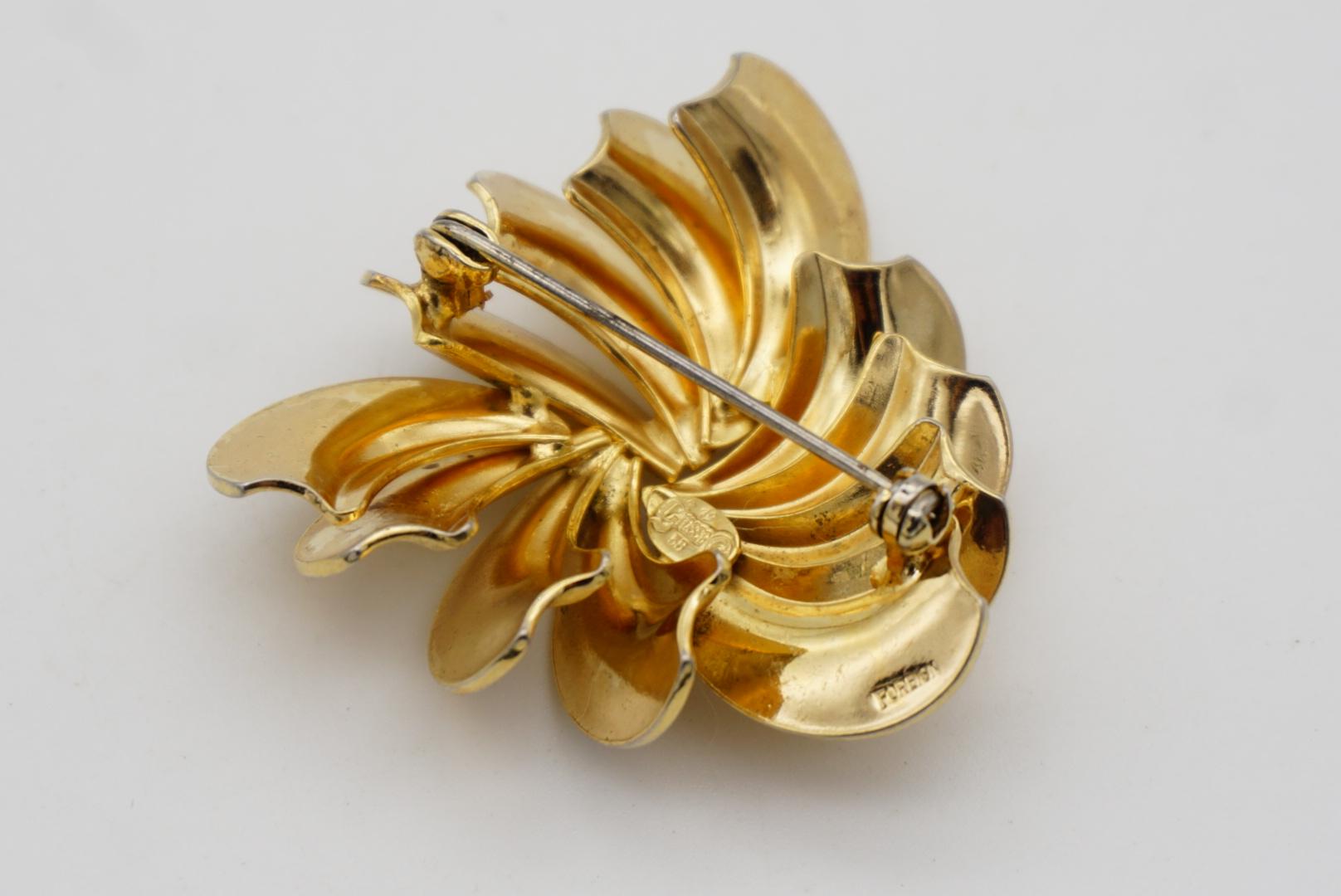 Christian Dior GROSSE 1958 Vintage Swirl Twist Fan Blade Triangle Gold Brooch  For Sale 7