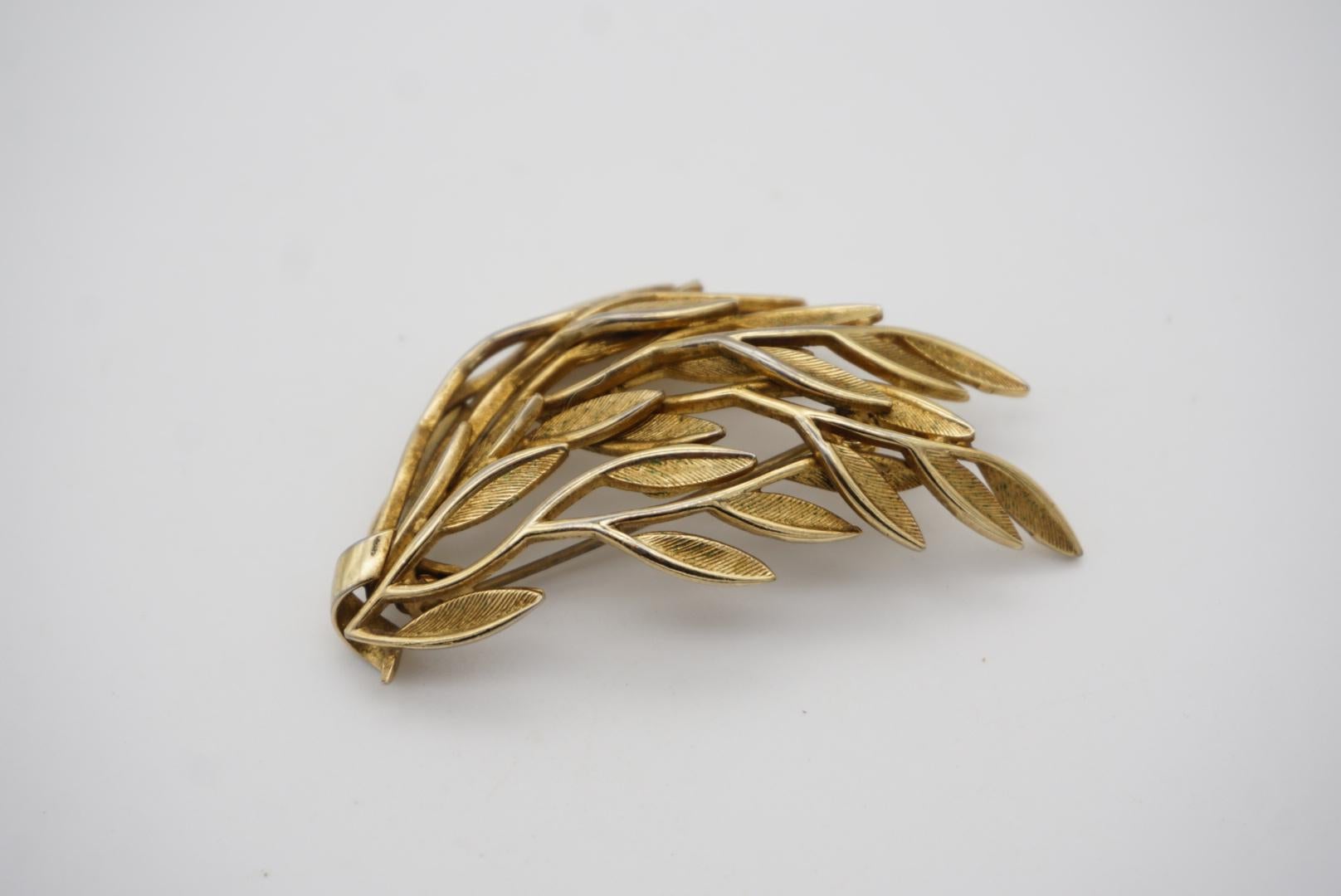 Christian Dior GROSSE 1958 Vintage Wave Swirl Leaf Feather Branch Gold Brooch  For Sale 5