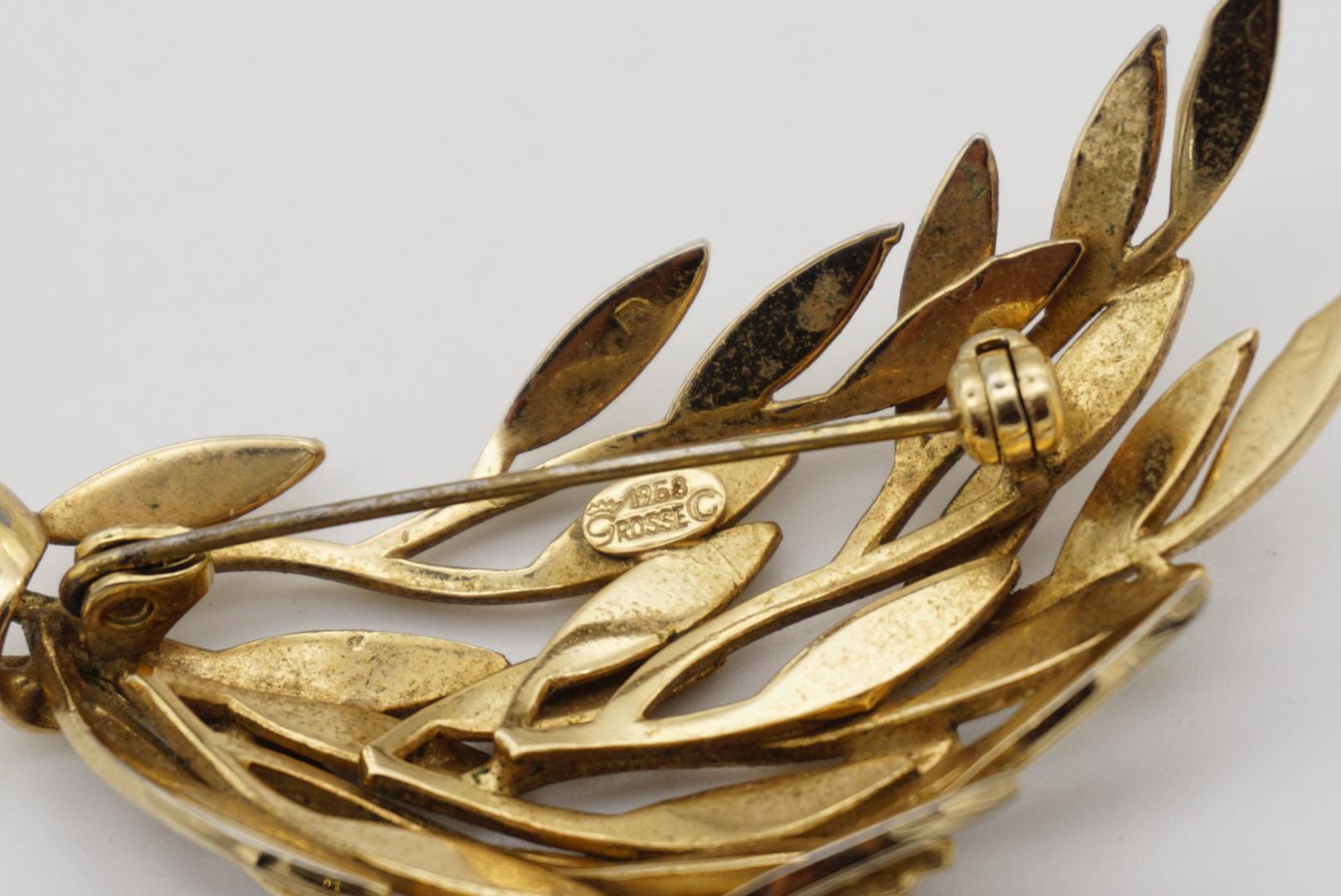 Christian Dior GROSSE 1958 Vintage Wave Swirl Leaf Feather Branch Gold Brooch  For Sale 7