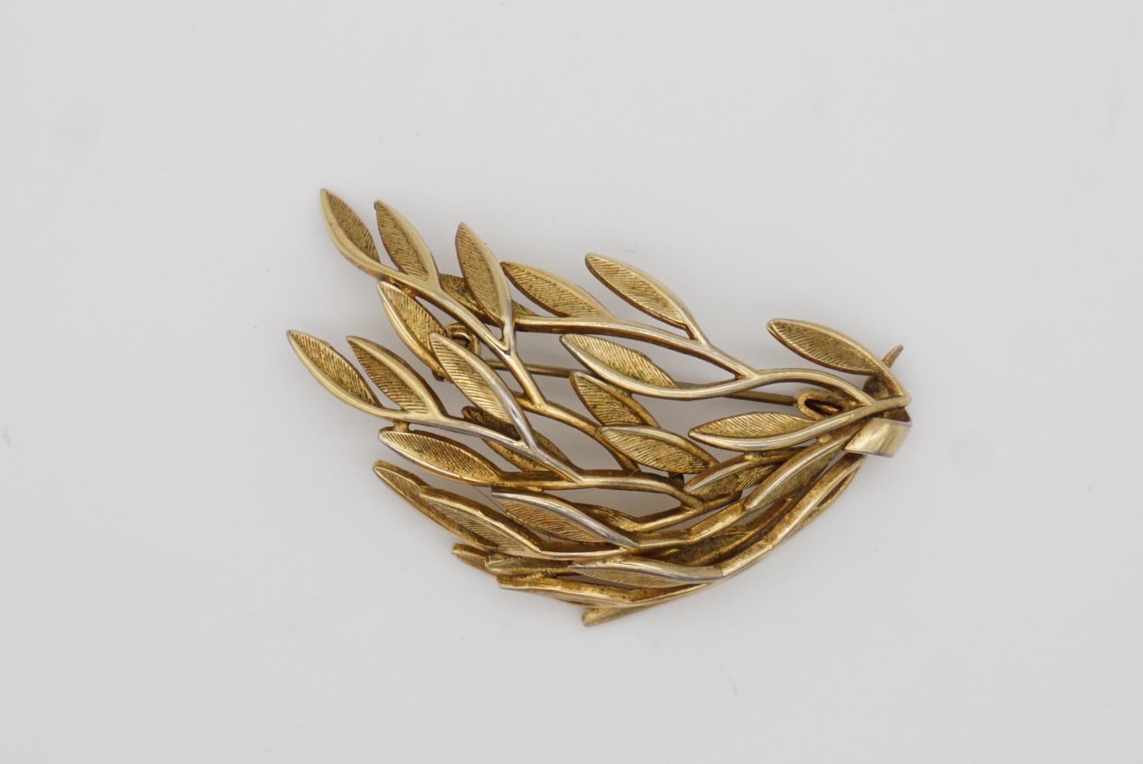 Christian Dior GROSSE 1958 Vintage Wave Swirl Leaf Feather Branch Gold Brooch  For Sale 2