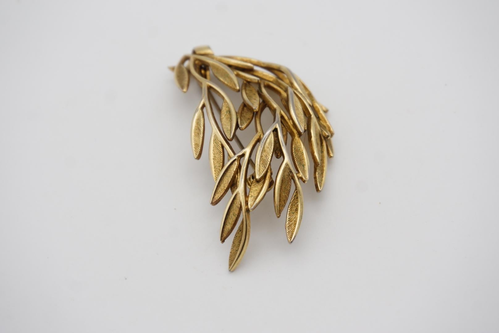Christian Dior GROSSE 1958 Vintage Wave Swirl Leaf Feather Branch Gold Brooch  For Sale 4