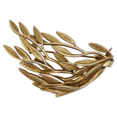 Christian Dior GROSSE 1958 Vintage Wave Swirl Leaf Feather Branch Gold Brosche 