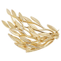 Christian Dior GROSSE 1958 Vintage Wave Swirl Leaf Feather Branch Gold Brooch