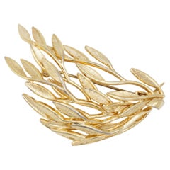Christian Dior GROSSE 1958 Vintage Wave Swirl Leaf Feather Branch Gold Brooch
