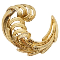 Christian Dior GROSSE 1959 Huge Iconic Gold Massive Swirl Feather Chunky Brooch