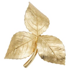 Christian Dior GROSSE 1959 Rare Unisex Gold Trio Vivid Swirl Leaf Wavy Brooch