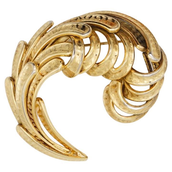 Christian Dior GROSSE 1959 Vintage Extra Large Openwork Swirl Twist Gold Brooch For Sale