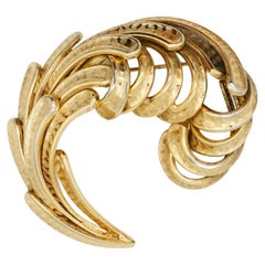 Christian Dior GROSSE 1959 Retro Extra Large Openwork Swirl Twist Gold Brooch