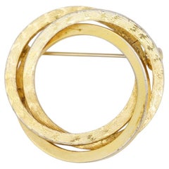 Christian Dior GROSSE 1959 Vintage Gold Trio Circle Twist Interlocked Brooch