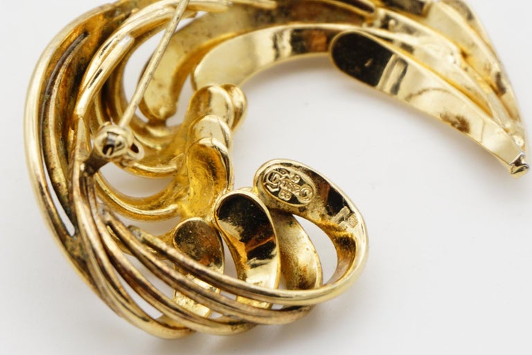 Christian Dior GROSSE 1959 Vintage Massive Openwork Swirl  Vintage Christian Dior Brooch Pin Twist Goldtone main image 0