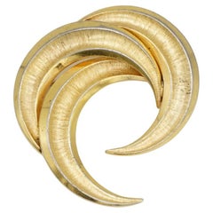 Christian Dior GROSSE 1959 Vintage Trio Layer Broche Flamme Crescent Moon Spiral