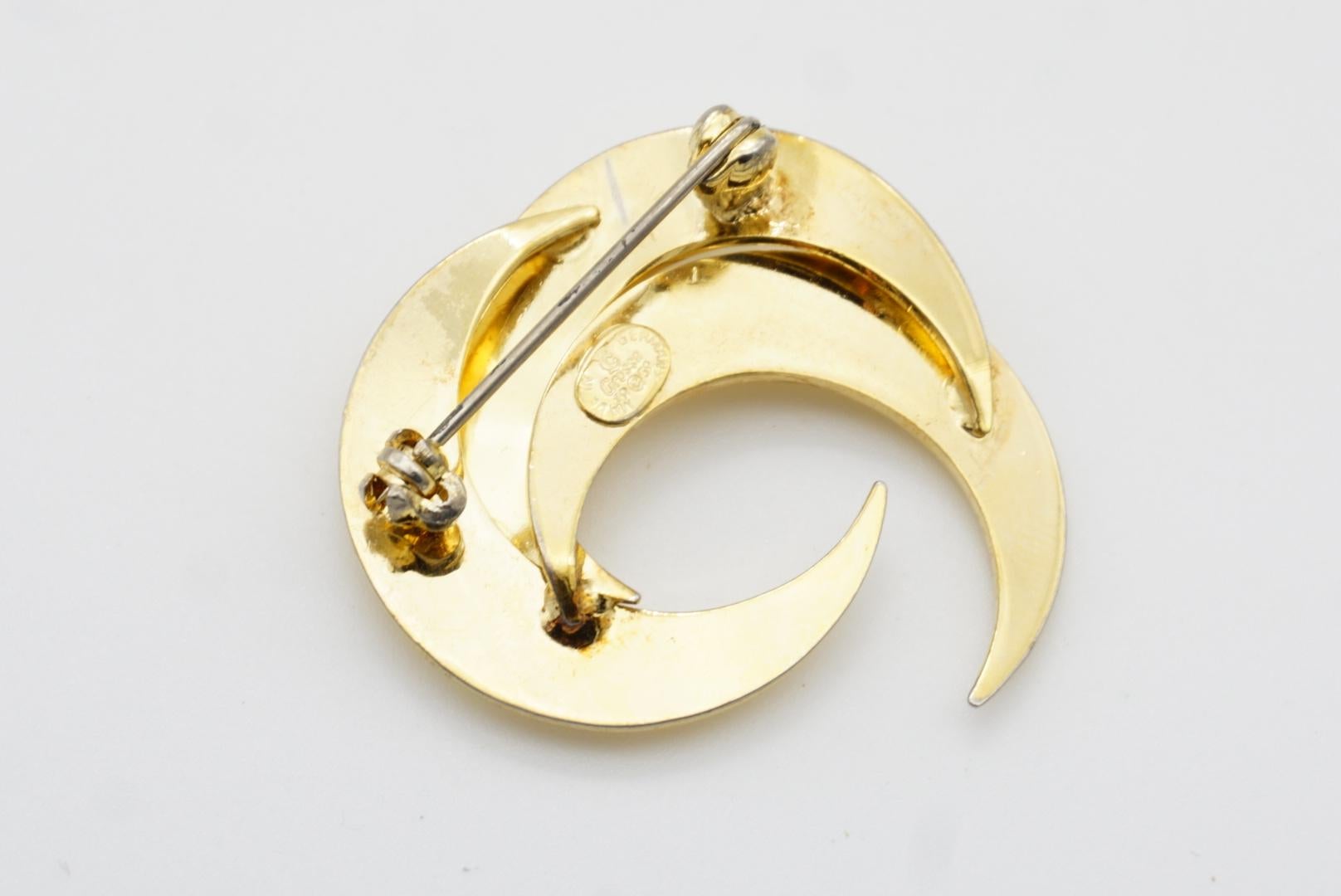 Christian Dior GROSSE 1959 Vintage Trio Moon Crescent Twist Spiral Gold Brooch For Sale 6