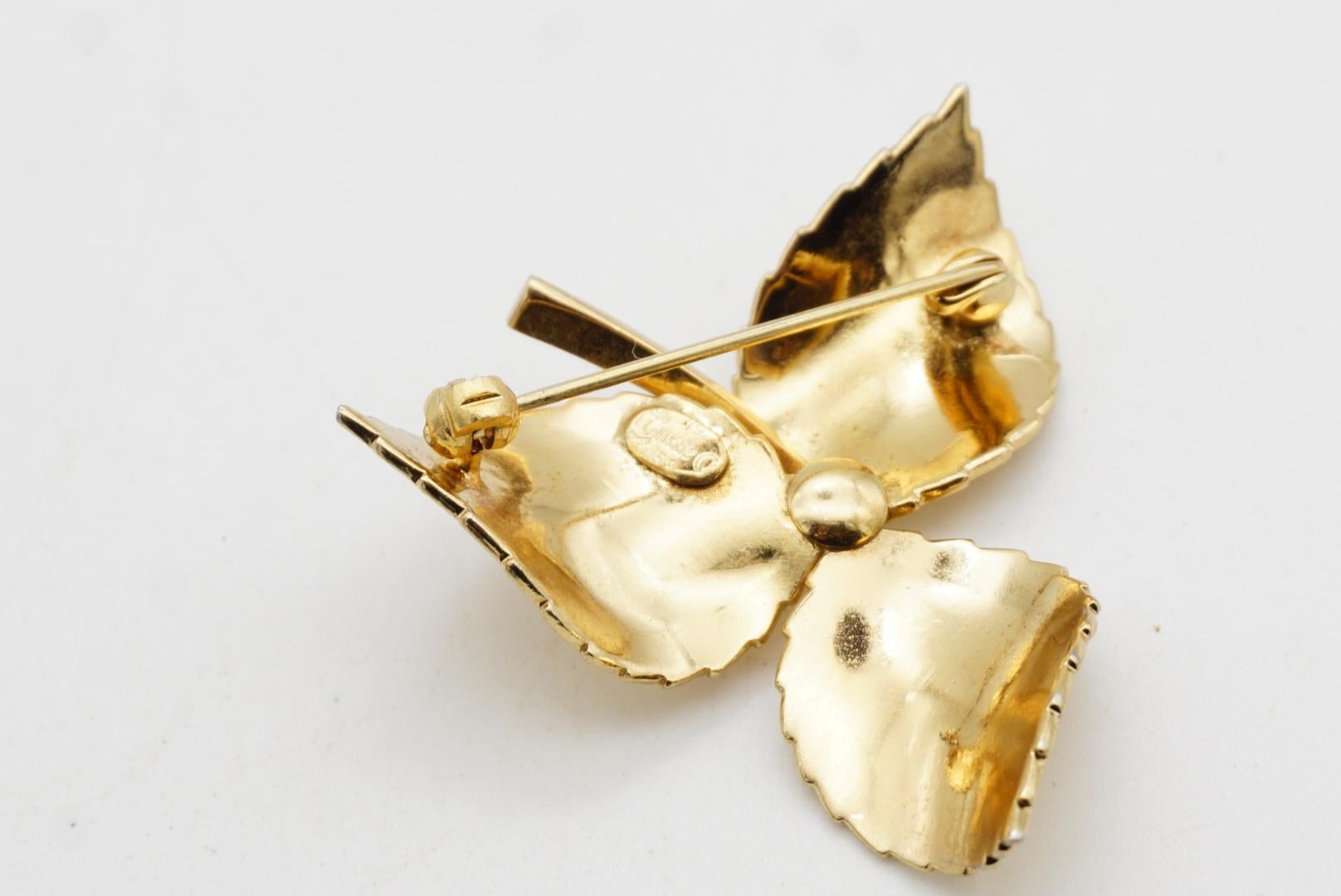 Christian Dior GROSSE 1959 Vintage Vivid Trio Leaf Swirl Wavy Twist Gold Brosche im Angebot 7