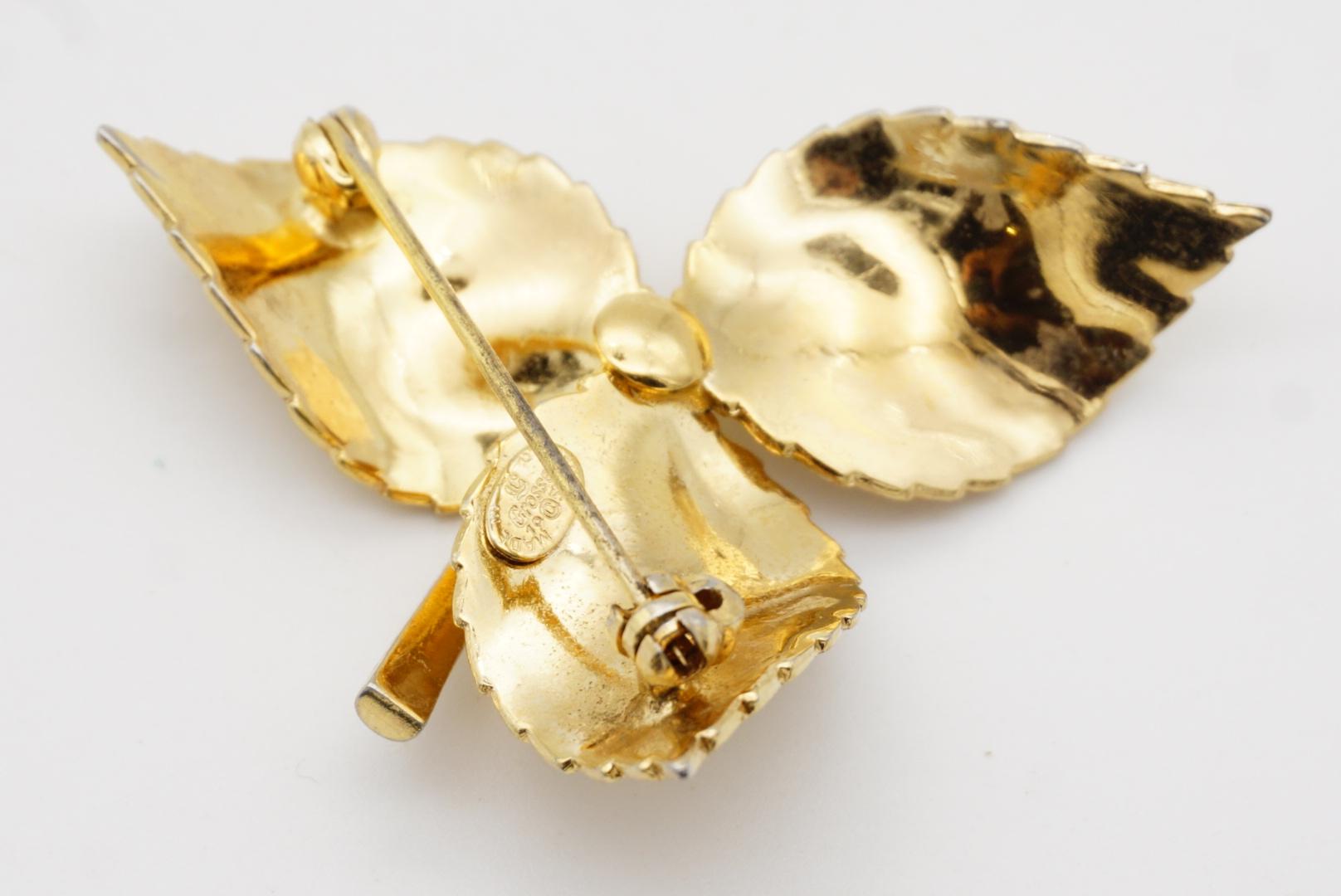 Christian Dior GROSSE 1959 Vintage Vivid Trio Swirl Wavy Twist Leaf Gold Brooch For Sale 7