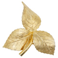 Christian Dior GROSSE 1959 Vintage Vivid Trio Swirl Wavy Twist Leaf Gold Brooch