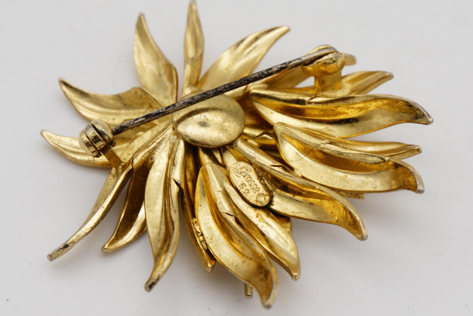 Christian Dior GROSSE 1959 Vintage Windy Leaf Blume Floral Blossom Gold Brosche 6