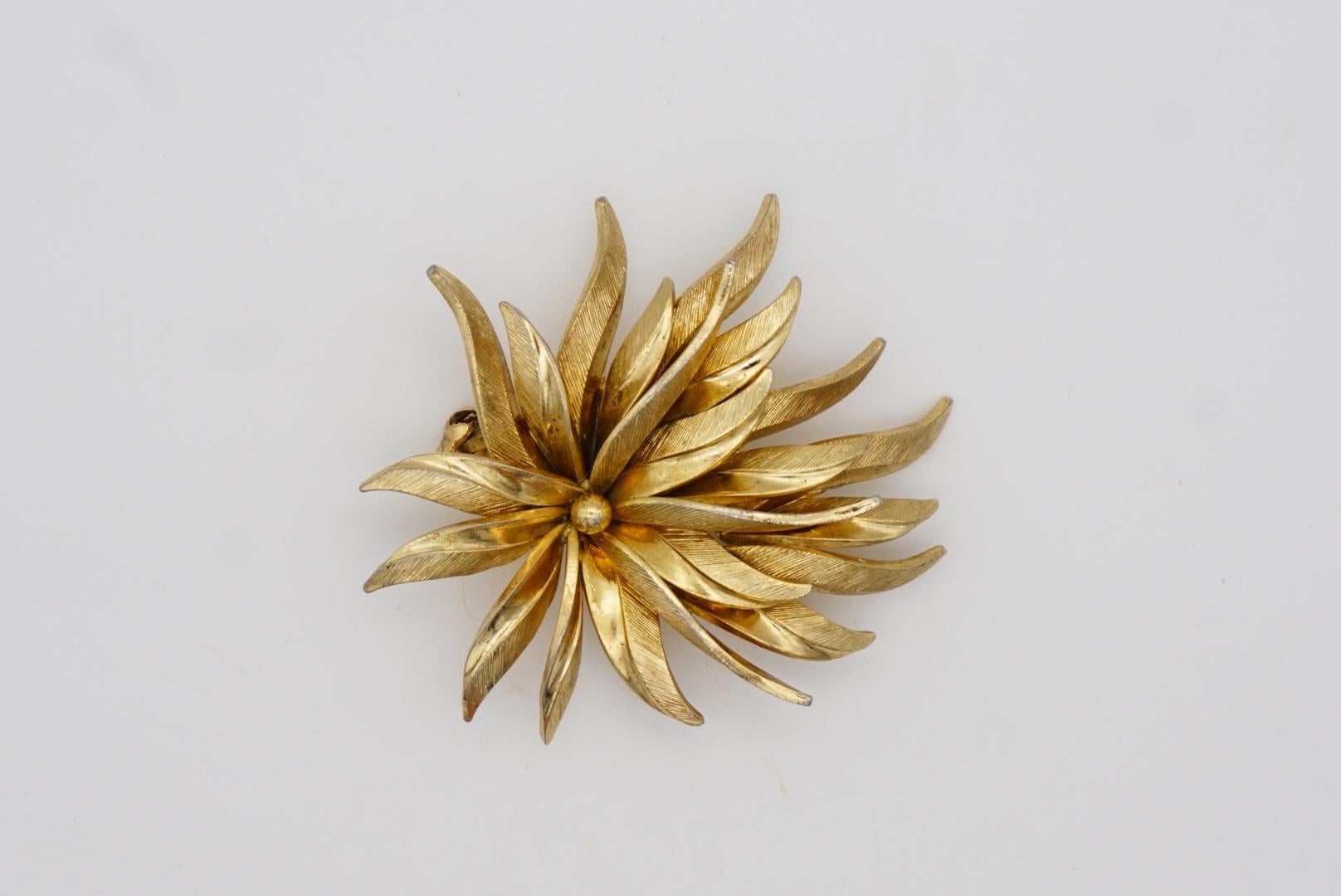 Christian Dior GROSSE 1959 Vintage Windy Leaf Blume Floral Blossom Gold Brosche 2