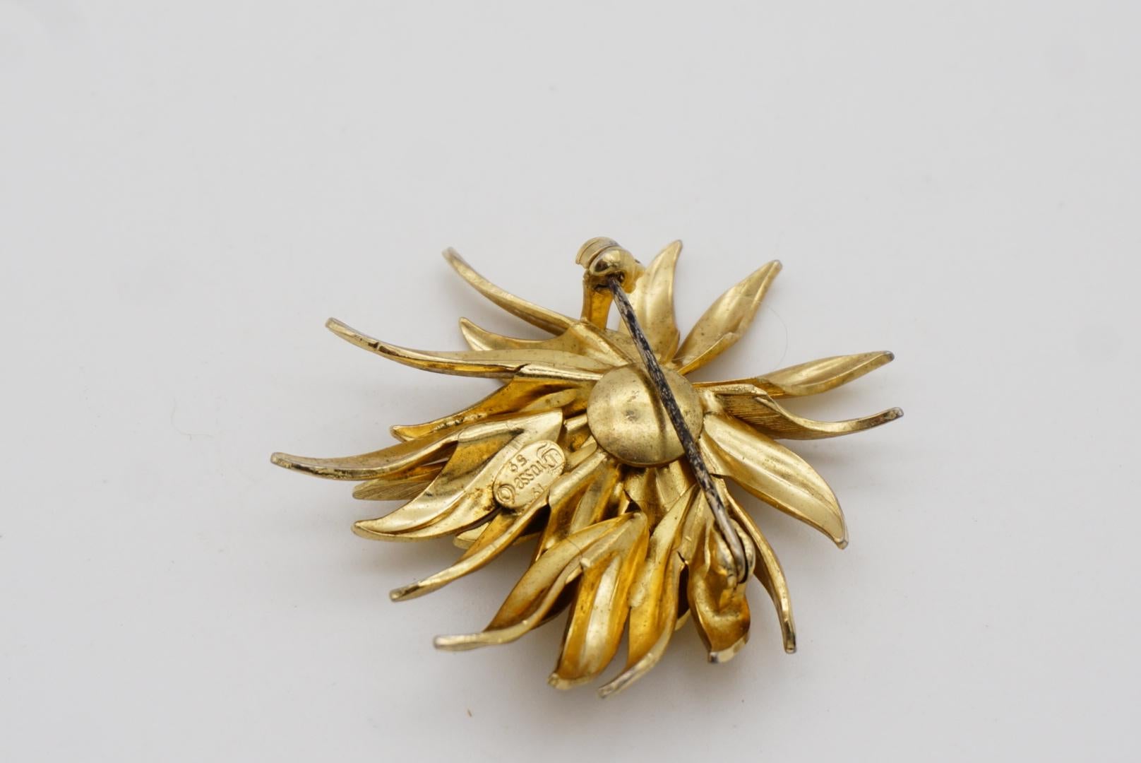 Christian Dior GROSSE 1959 Vintage Windy Leaf Blume Floral Blossom Gold Brosche 4