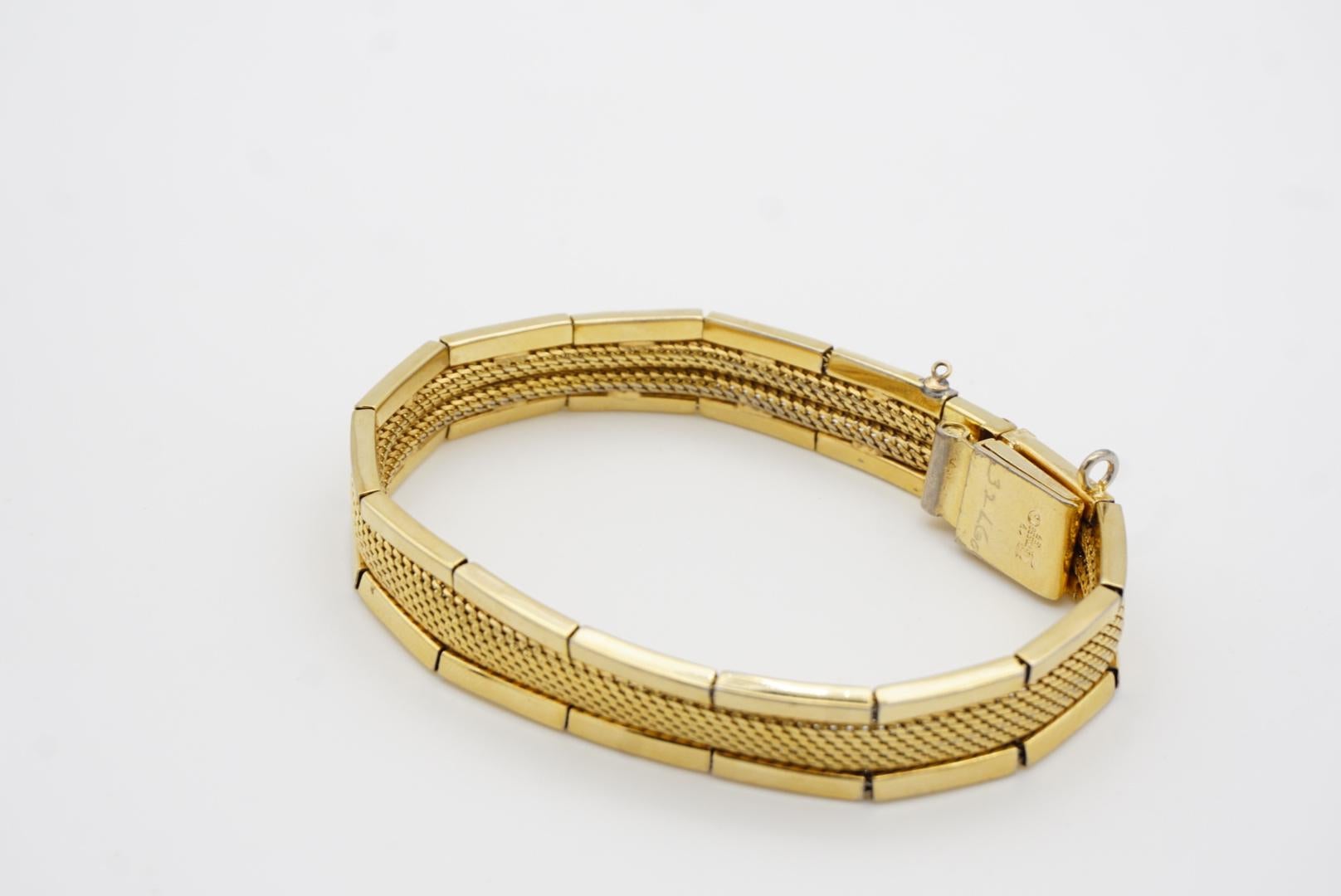 Christian Dior GROSSE 1959 Woven Mesh Link Ridged Double Hinged Cuff Bracelet For Sale 5