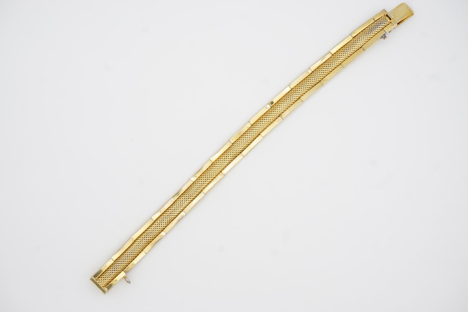 Christian Dior GROSSE 1959 Woven Mesh Link Ridged Double Hinged Cuff Bracelet For Sale 8