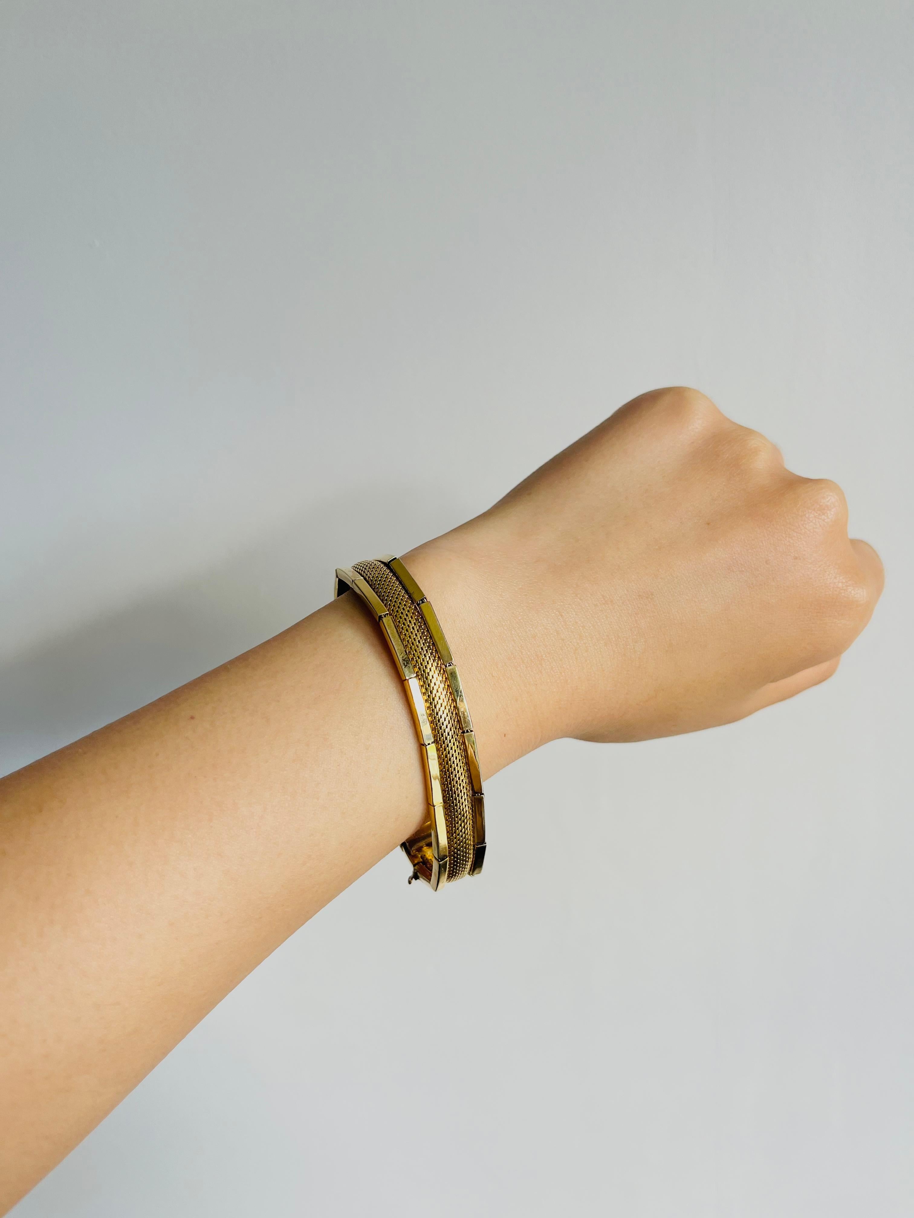 Women's or Men's Christian Dior GROSSE 1959 Woven Mesh Link Ridged Double Hinged Cuff Bracelet