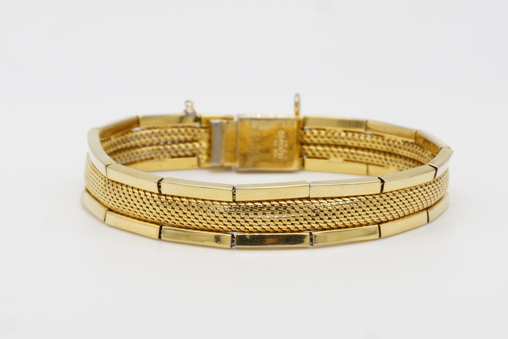 Christian Dior GROSSE 1959 Woven Mesh Link Ridged Double Hinged Cuff Bracelet For Sale 4