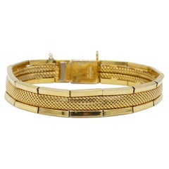 Christian Dior GROSSE 1959 Woven Mesh Link Ridged Double Hinged Cuff Bracelet