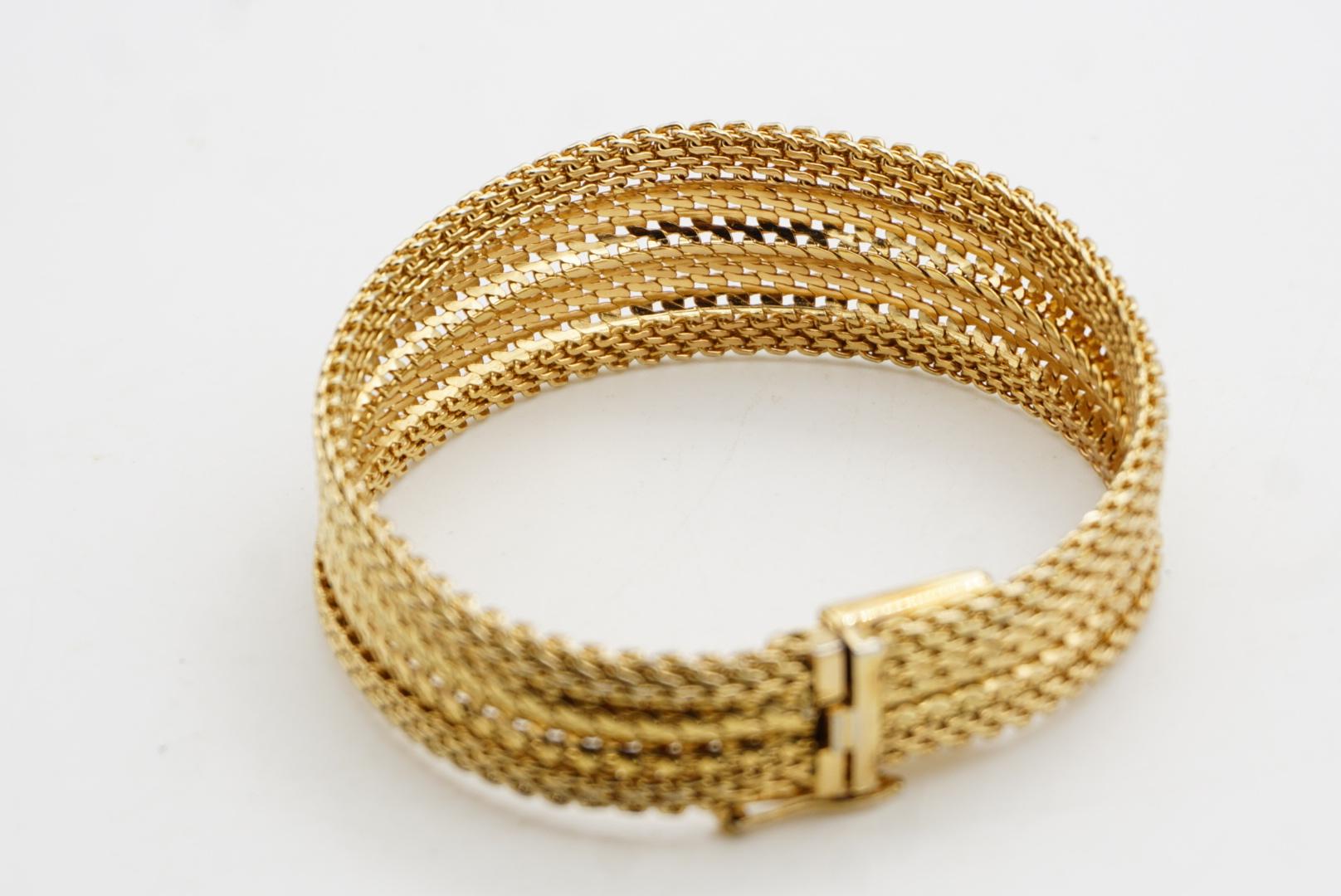 Christian Dior GROSSE 1960 Fish Ridged Woven Mesh Link Gold Modernist Bracelet im Angebot 6