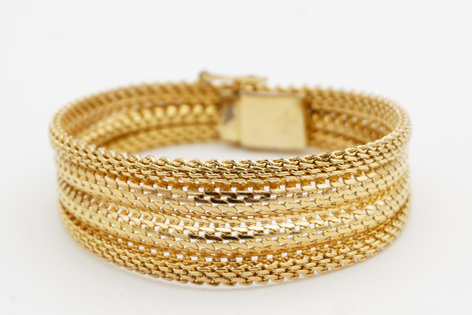 Christian Dior GROSSE 1960 Fish Ridged Woven Mesh Link Gold Modernist Bracelet im Angebot 3