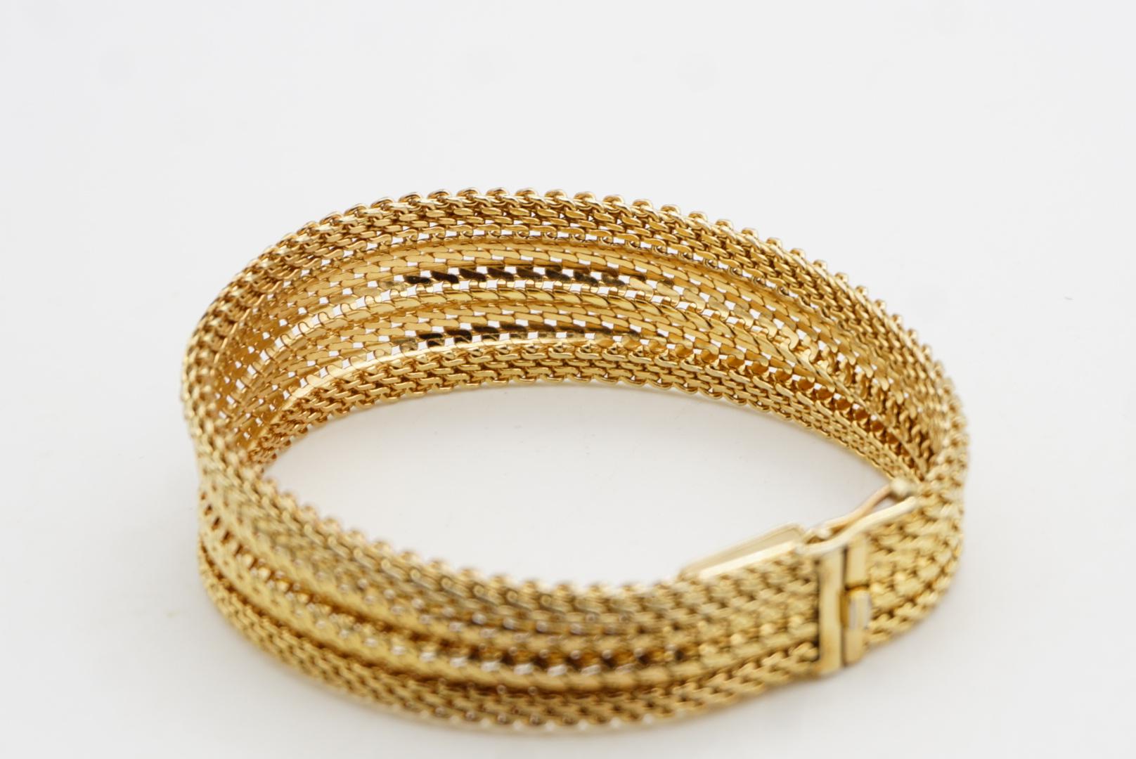 Christian Dior GROSSE 1960 Fish Ridged Woven Mesh Link Gold Modernist Bracelet im Angebot 4