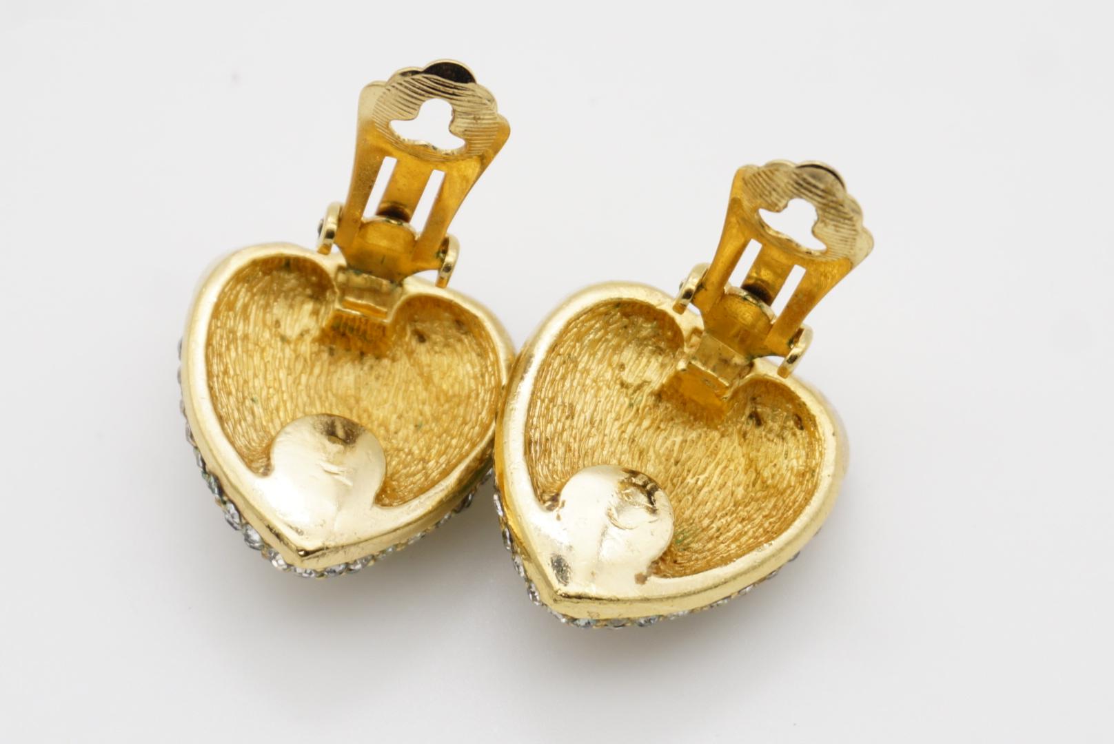 Christian Dior GROSSE 1960 Gripoix Ruby Sapphire Emerald Heart Crystal Earrings in vendita 10