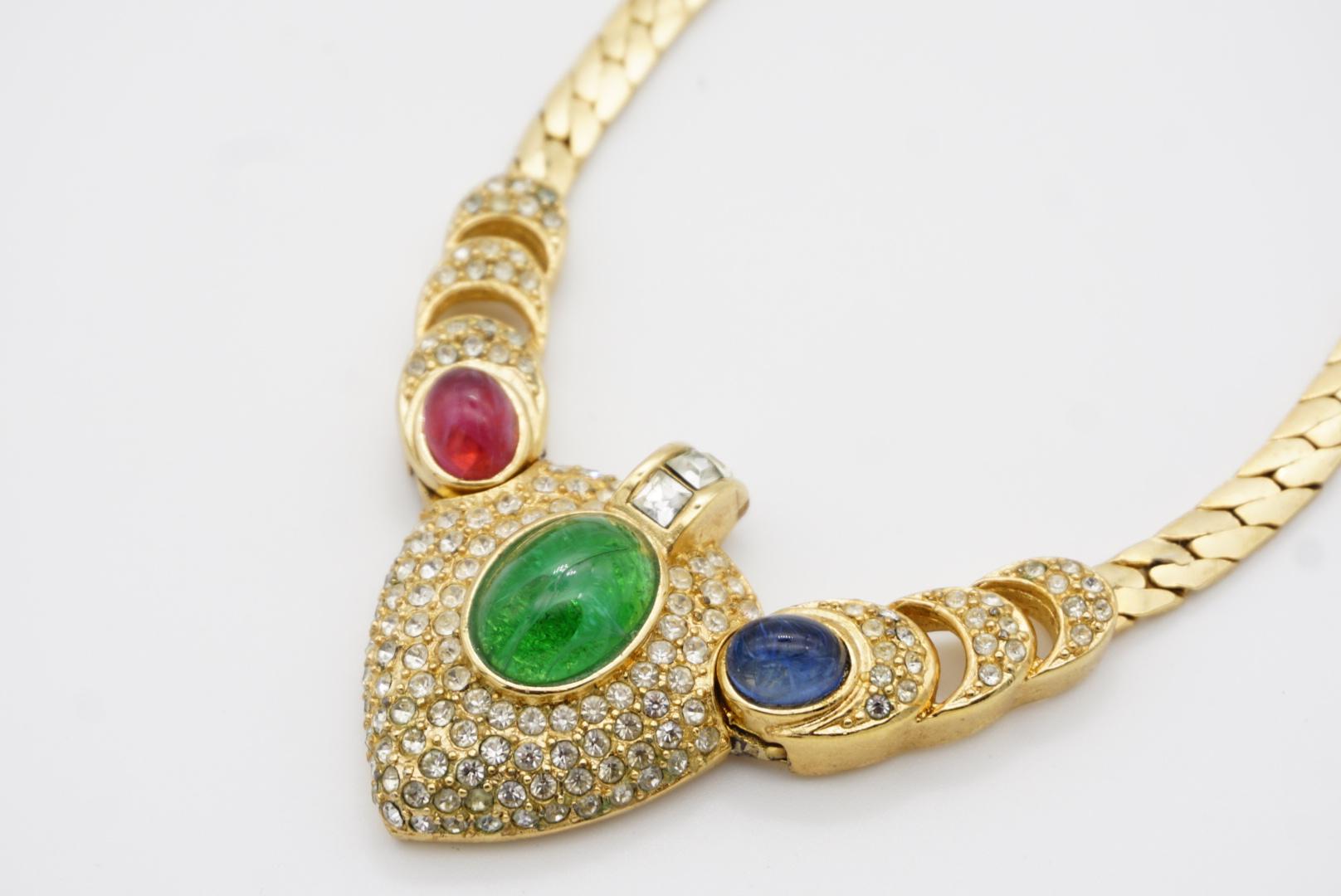 Christian Dior GROSSE 1960 Gripoix Sapphire Emerald Ruby Heart Crystals Necklace 5