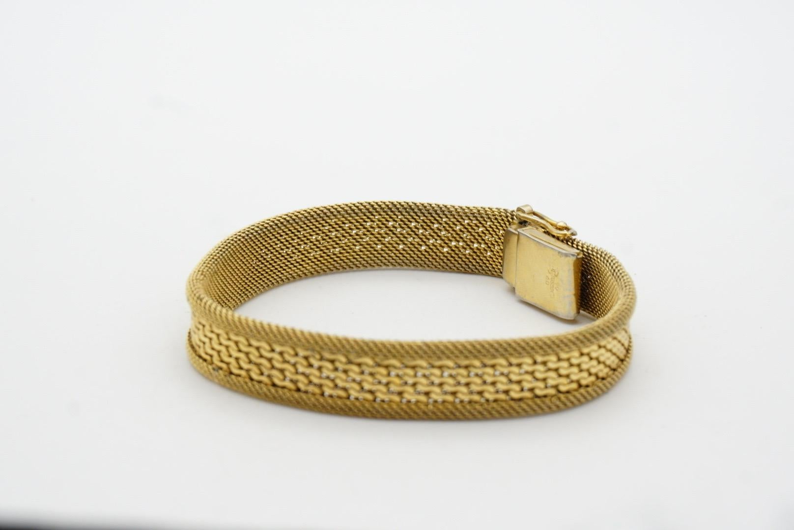 Christian Dior GROSSE 1960 Link Mesh Ribbed Weave Modernist Gold Retro Bracelet 2