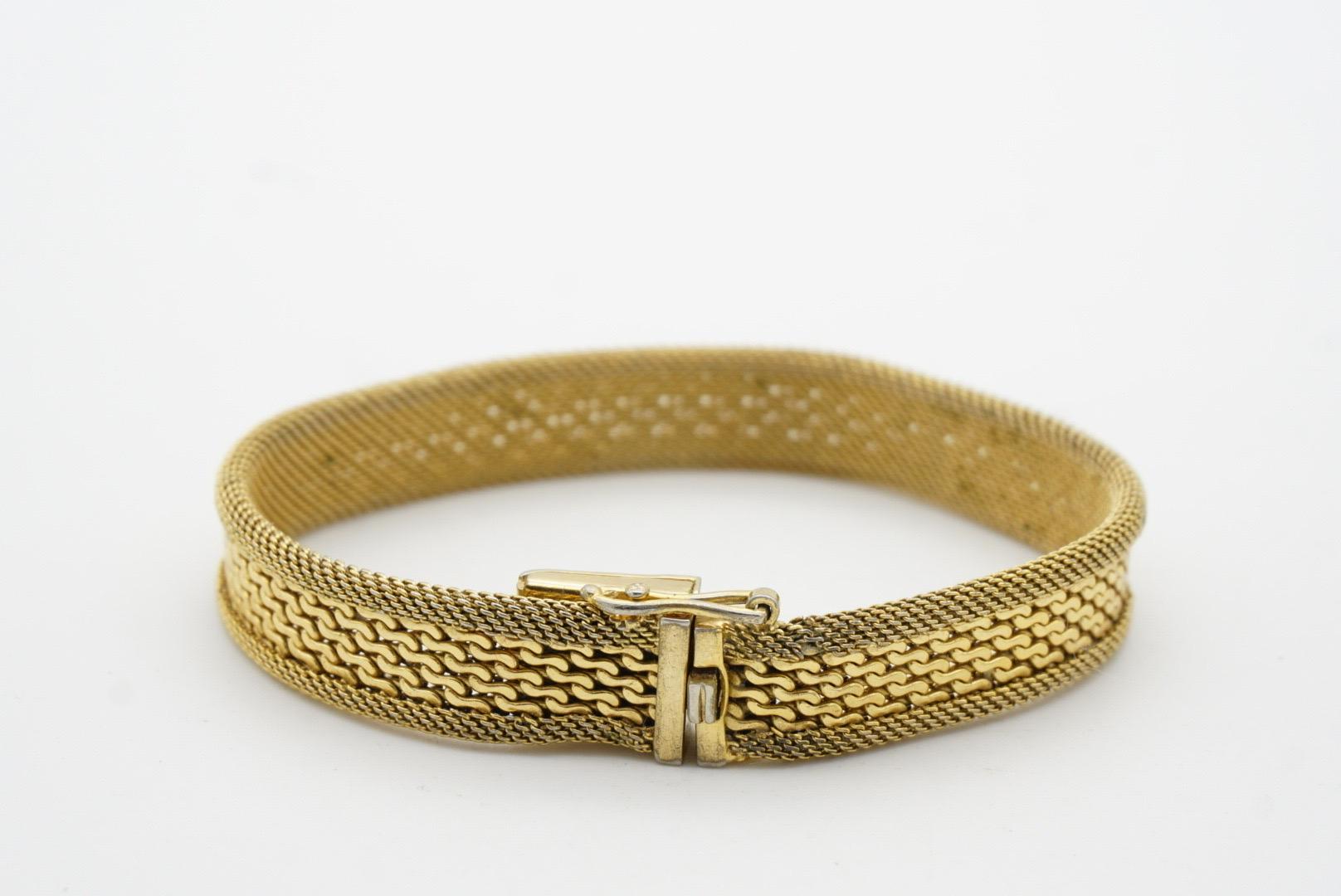 Christian Dior GROSSE 1960 Link Mesh Ribbed Weave Modernist Gold Retro Bracelet 3