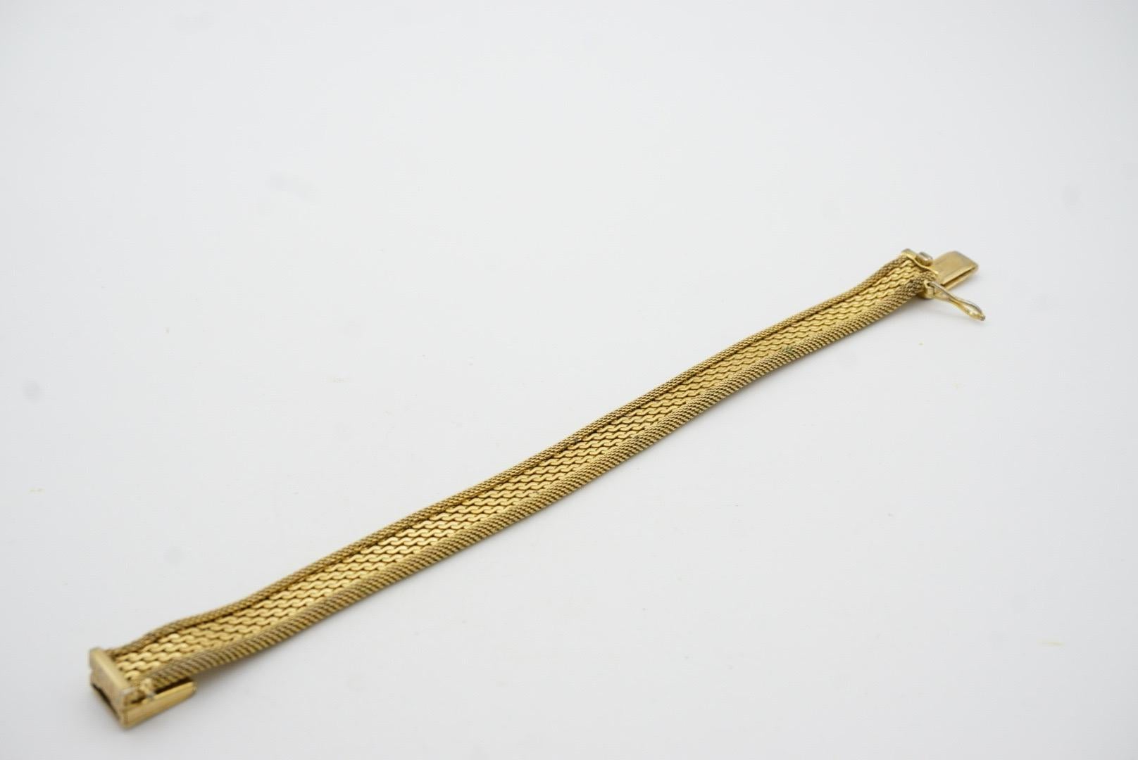 Christian Dior GROSSE 1960 Link Mesh Ribbed Weave Modernist Gold Retro Bracelet 4