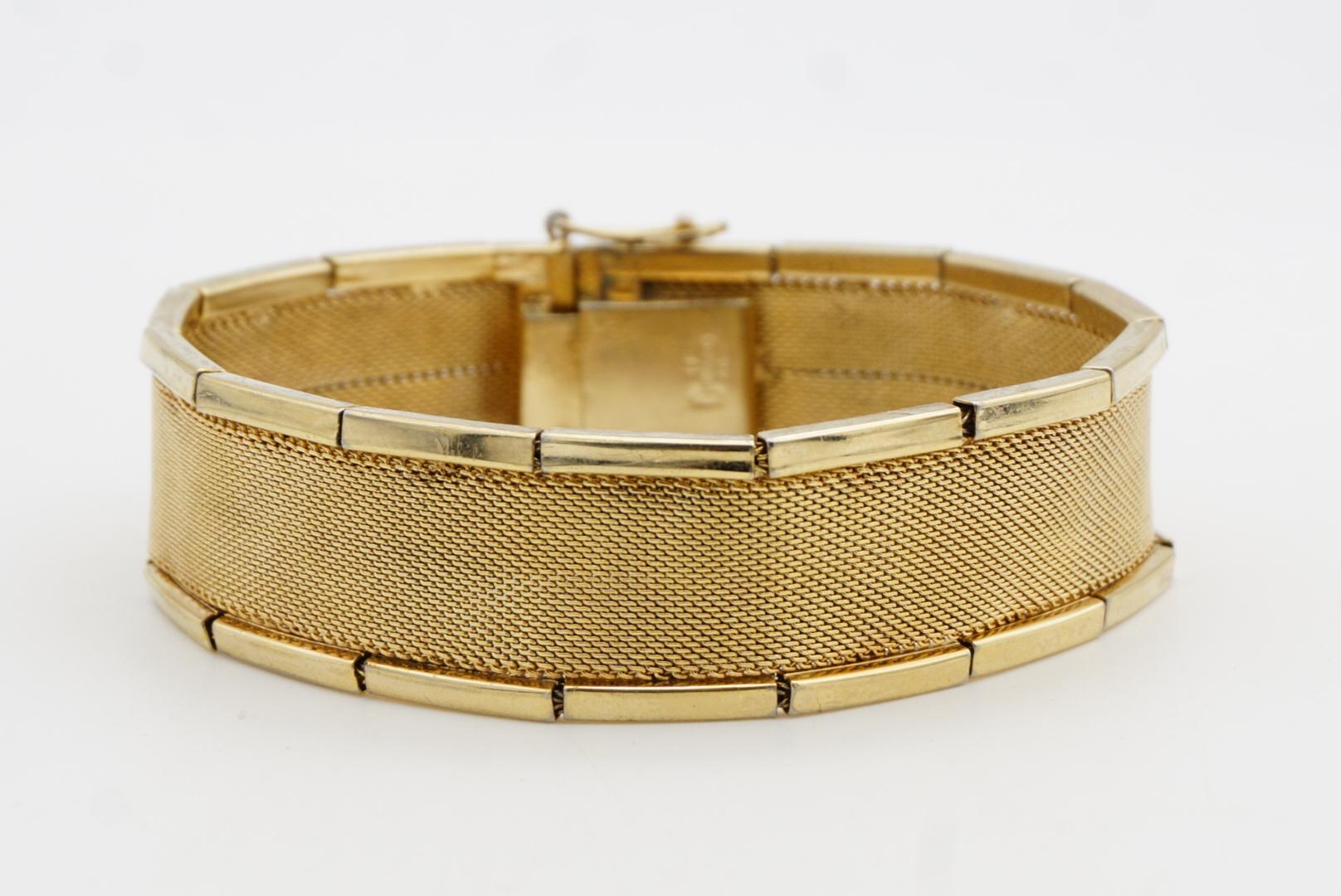 Christian Dior GROSSE 1960 Gezacktes gewebtes Netz mit doppeltem Steg und Goldarmband im Angebot 2