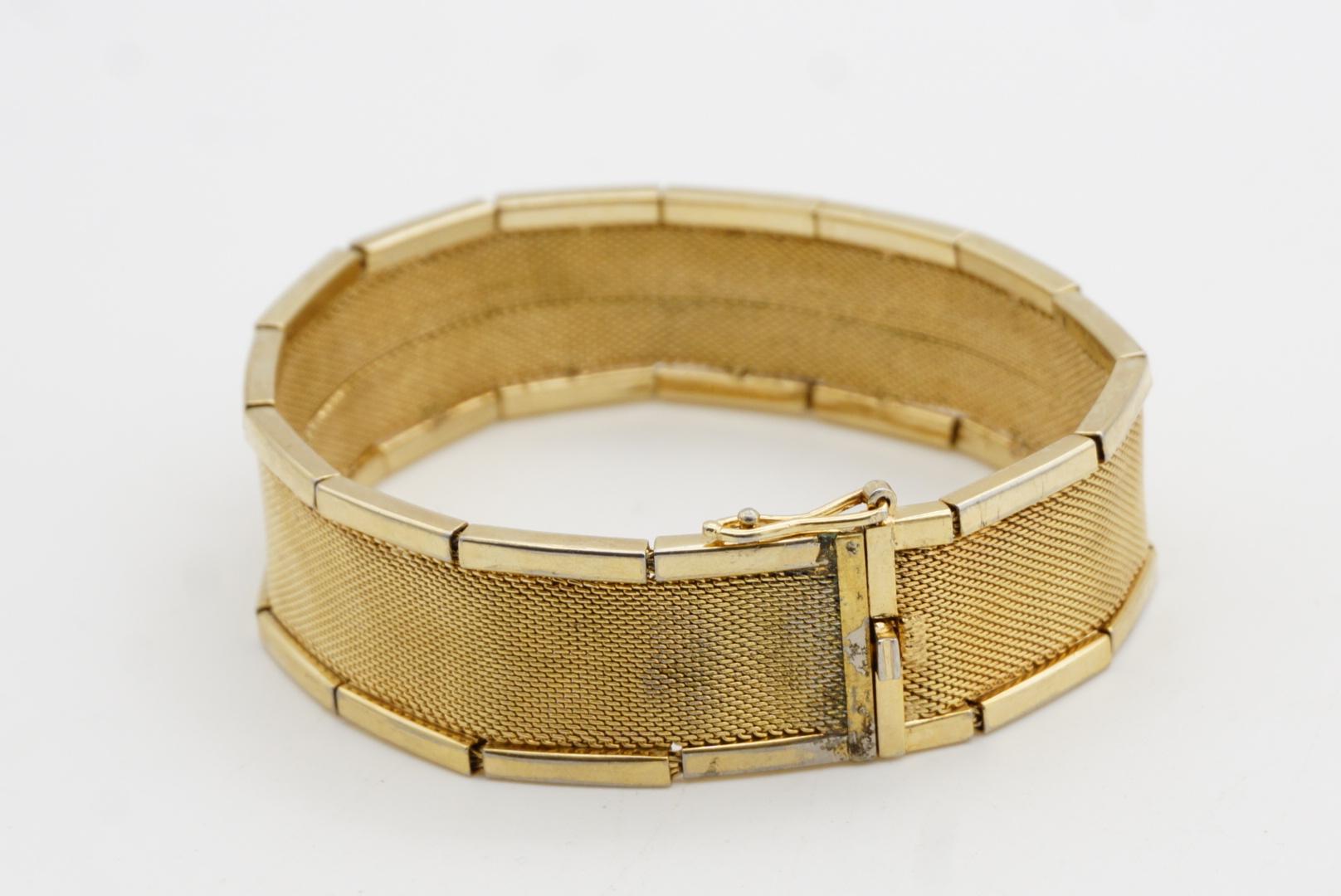 Christian Dior GROSSE 1960 Gezacktes gewebtes Netz mit doppeltem Steg und Goldarmband im Angebot 4