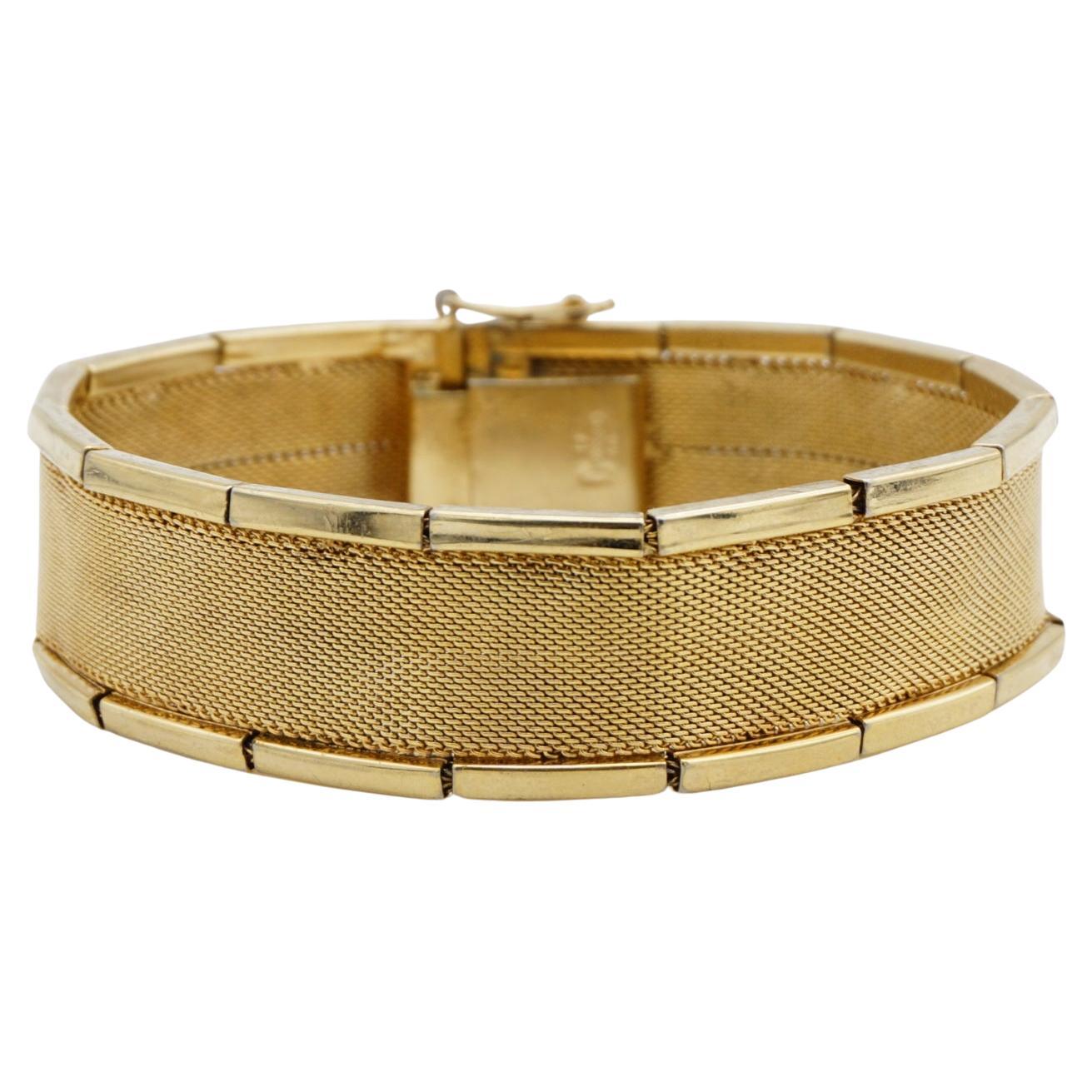 Christian Dior GROSSE 1960 - Bracelet en or à double barrette et mailles crêpées