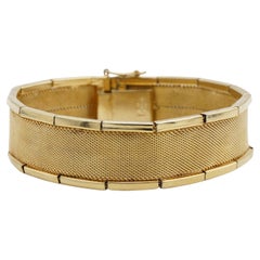 Christian Dior GROSSE 1960 Ridged Woven Mesh Double Bar Linked Gold Bracelet