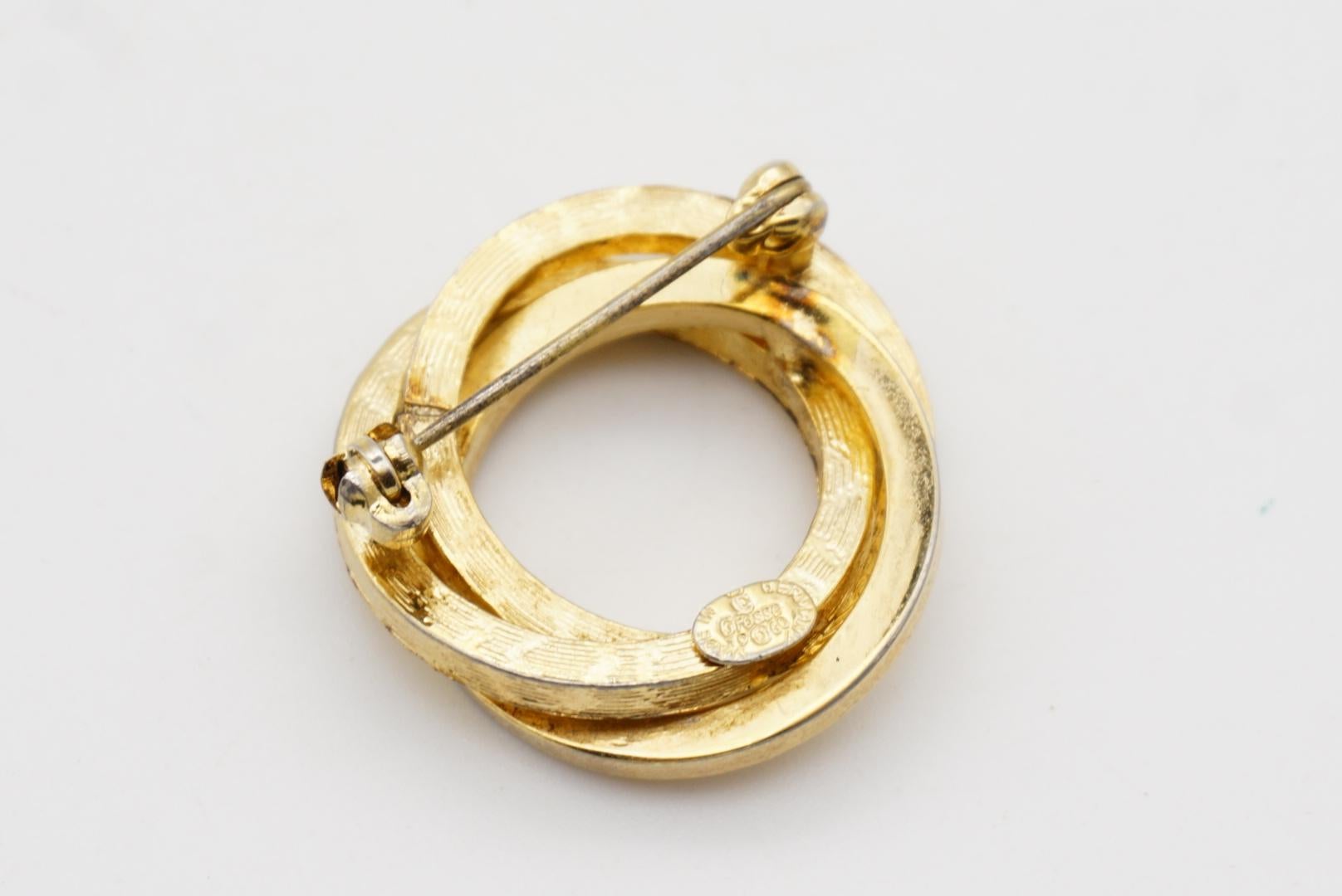 Christian Dior Grosse 1960 Vintage Trio Circle Interlocked Spiral Gold Brooch  en vente 6