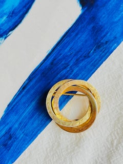 Christian Dior GROSSE 1960 Vintage Trio Circle Interlocked Spiral Gold Brooch